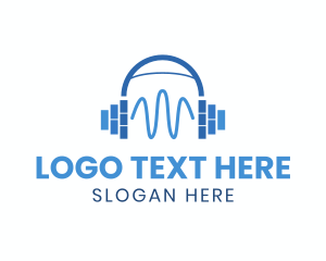 Radio Station - Equalizer Music Headphone logo design