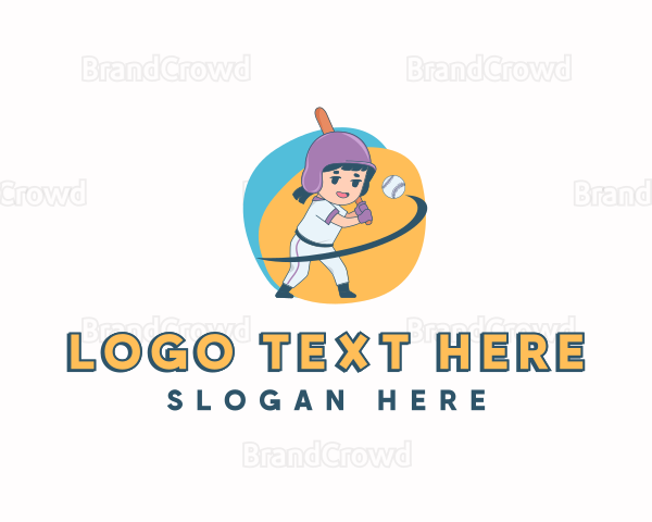 Girl Baseball Player Logo