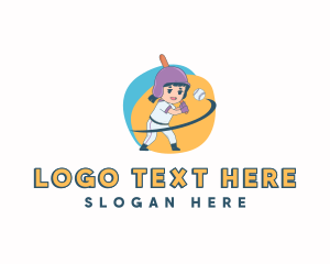 Batsman - Girl Baseball Player logo design