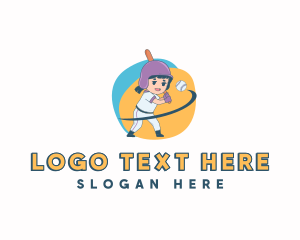 Girl Baseball Player Logo