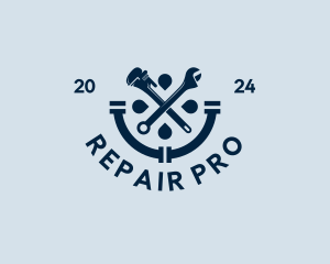 Wrench Plumbing Pipe Repair logo design