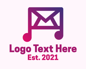 Music Stream - Mail Envelope Music Note logo design