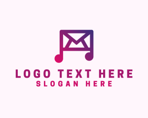 Music Label - Mail Envelope Music Note logo design
