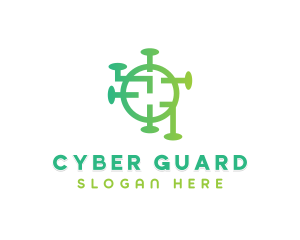 Malware - Green Virus Circuitry logo design