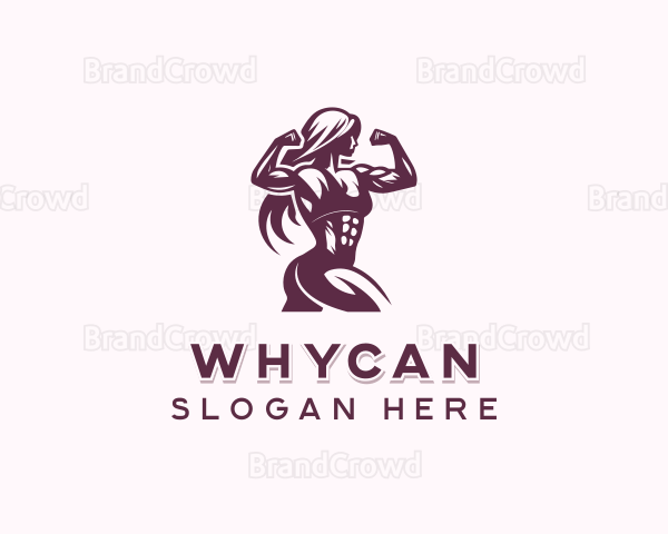 Woman Bodybuilder Weightlifting Logo