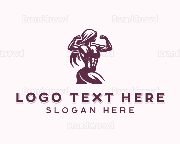 Woman Bodybuilder Weightlifting Logo