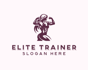 Woman Bodybuilder Weightlifting  logo design