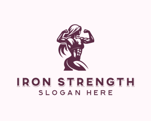 Woman Bodybuilder Weightlifting  logo design