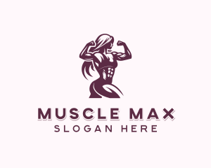 Bodybuilding - Woman Bodybuilder Weightlifting logo design