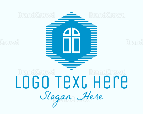 Blue Hexagon Door Logo