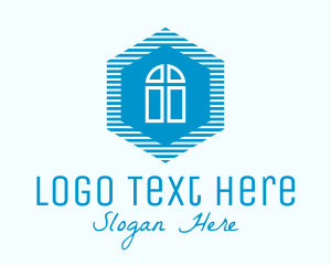 Geometric - Blue Hexagon Door logo design