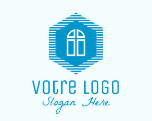Blue Hexagon Door Logo