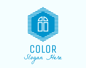 Stripes - Blue Hexagon Door logo design