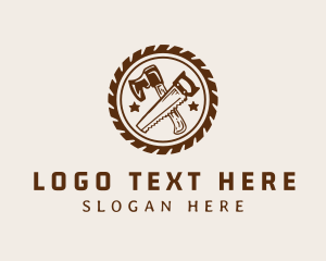 Lumber Mill - Axe Saw Carpentry logo design