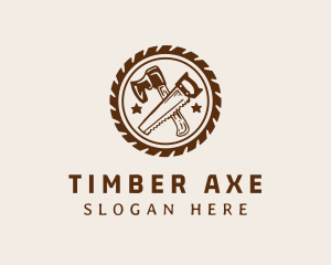 Axe Saw Carpentry logo design