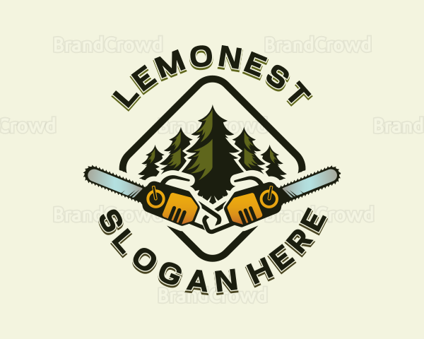 Forest Lumberjack Chainsaw Logo