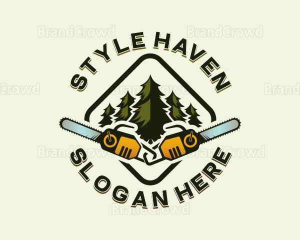 Forest Lumberjack Chainsaw Logo