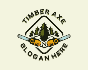 Forest Lumberjack Chainsaw logo design