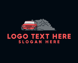 Smoke - Red Car Drifting logo design