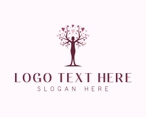 Yoga - Heart Tree Woman logo design
