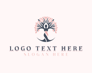 Woman - Wellness Yoga Tree logo design