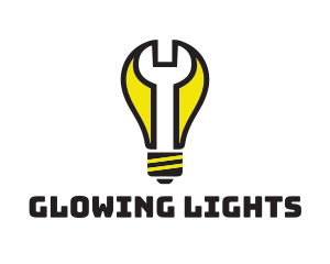 Wrench Light Bulb logo design