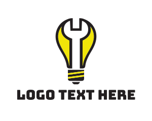 Purple And Yellow - Wrench Light Bulb logo design