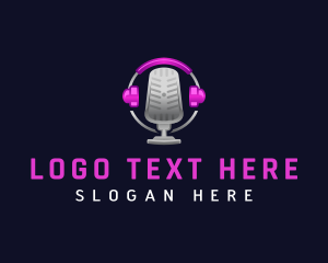 Singer - Headphone Microphone Podcast logo design