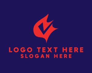 Multimedia - Checkmark Fire Letter V logo design