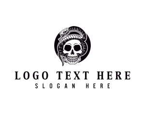 Skeleton - Skull Serpent Skeleton logo design