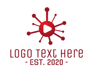 Bacteria - Red Virus Media Player logo design