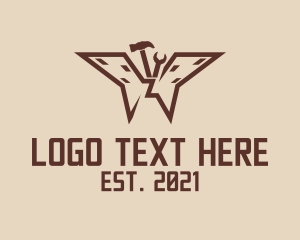 Hardware Store - Brown Construction Butterfly logo design