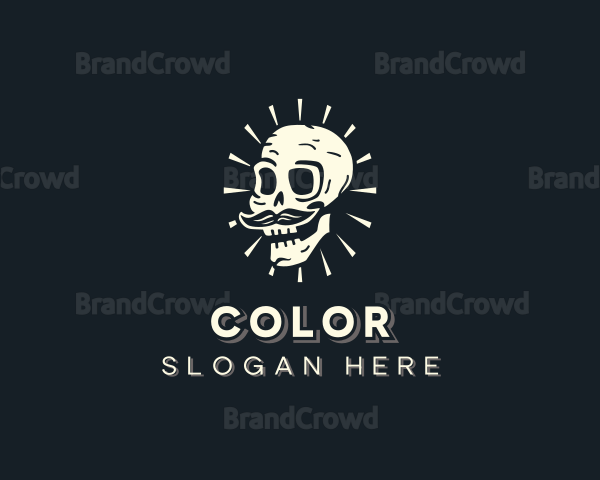 Spooky Skull Mustache Logo