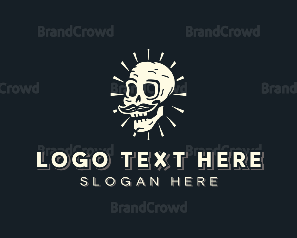 Spooky Skull Mustache Logo