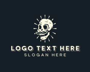 Calavera - Spooky Skull Mustache logo design