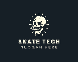 Spooky Skull Mustache logo design