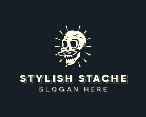 Spooky Skull Mustache logo design