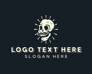 Spooky Skull Mustache Logo