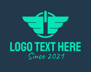 Wings Power Button logo design