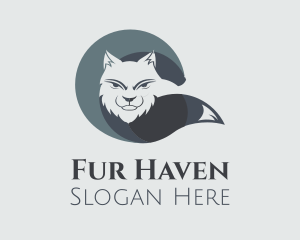 Fur - Smug Fox Tail Circle logo design