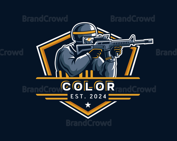 Soldier Rifle Shooting Logo