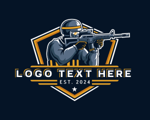 Character - Soldier Rifle Shooting logo design