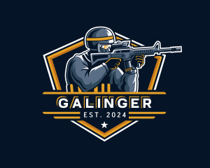 Soldier Rifle Shooting Logo