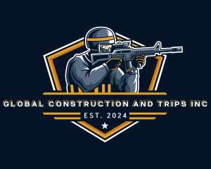 Officer - Soldier Rifle Shooting logo design