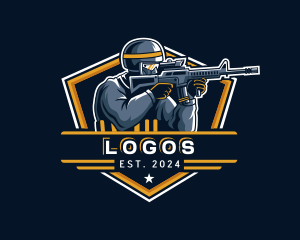 Special Forces - Soldier Rifle Shooting logo design