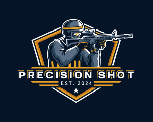 Rifle - Soldier Rifle Shooting logo design