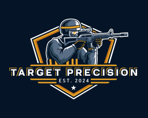 Soldier Rifle Shooting logo design