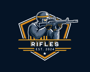 Soldier Rifle Shooting logo design