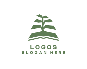 Book Tree Plant Logo