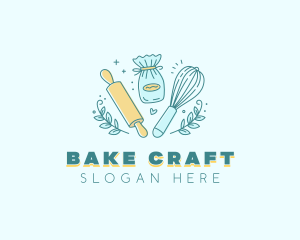 Heart Baking Rolling Pin logo design